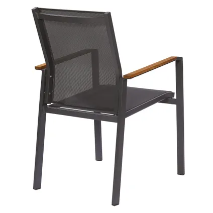 Chaise de jardin Central Park Limoux empilable anthracite textilène/bois de teck 8