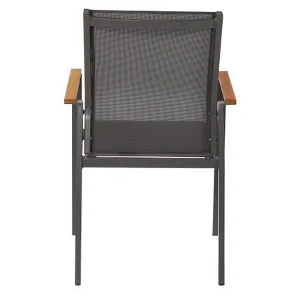 Chaise de jardin Central Park Limoux empilable anthracite textilène/bois de teck 10