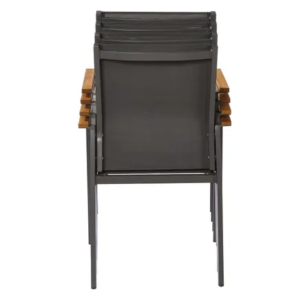 Chaise de jardin Central Park Limoux empilable anthracite textilène/bois de teck 11