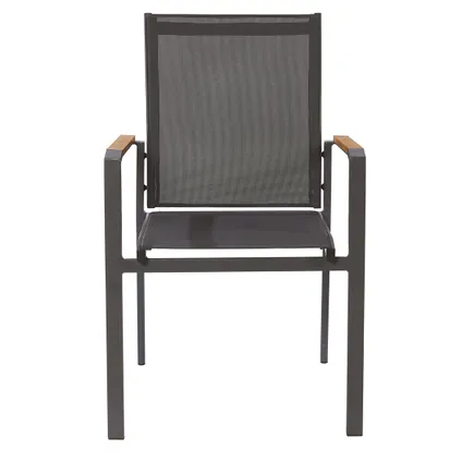 Chaise de jardin Central Park Limoux empilable anthracite textilène/bois de teck 13