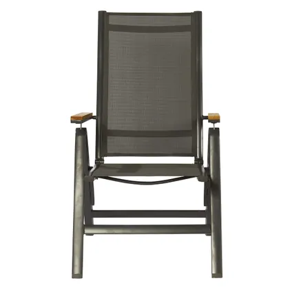 Chaise de jardin Central Park Limoux pliable aluminium/textile/bois teck 69x63,5x110cm 2