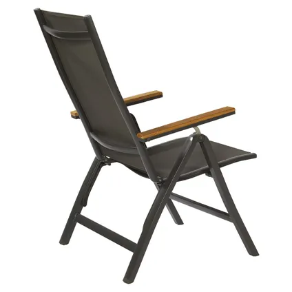 Chaise de jardin Central Park Limoux pliable aluminium/textile/bois teck 69x63,5x110cm 4