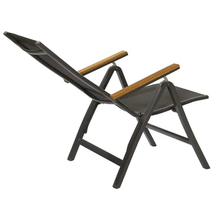 Chaise de jardin Central Park Limoux pliable aluminium/textile/bois teck 69x63,5x110cm 5