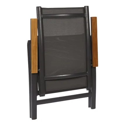 Chaise de jardin Central Park Limoux pliable aluminium/textile/bois teck 69x63,5x110cm 6