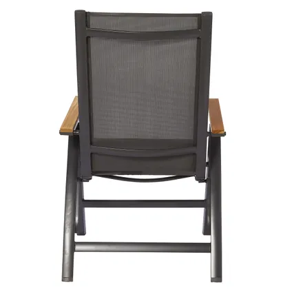 Chaise de jardin Central Park Limoux pliable aluminium/textile/bois teck 69x63,5x110cm 7