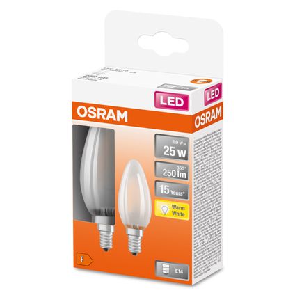 Ampoule LED Osram Retrofit Classic B blanc chaud E14 2,5W