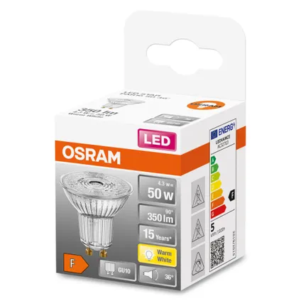 Ampoule LED à réflecteur Osram PAR16 blanc chaud GU10 4,3W 2