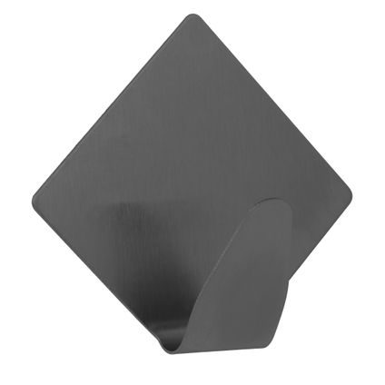 Walteco zelfklevende vierkante haak zwart 2 stuks