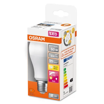 Osram ledlamp Star Motion Sensor Classic A warm wit E27 8,8W 3