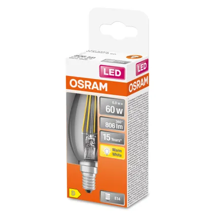 Ampoule LED filament Osram Retrofit Classic B blanc chaud E14 5,5W 2
