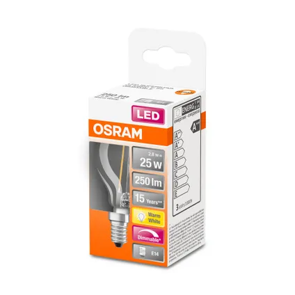 Ampoule LED Osram Retrofit Classic P gradable blanc chaud E14 2,8W 2