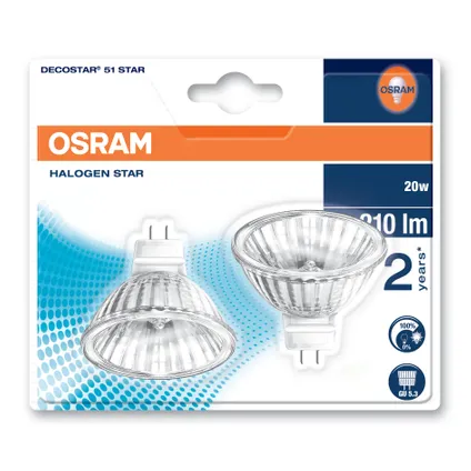 Osram halogeenlamp DecoStar 51S ST dimbaar warm wit GU5.3 20W 2st. 2
