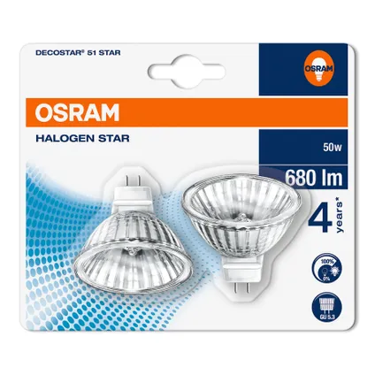 Osram halogeenlamp DecoStar 51S ST dimbaar warm wit GU5.3 50W 2st. 2