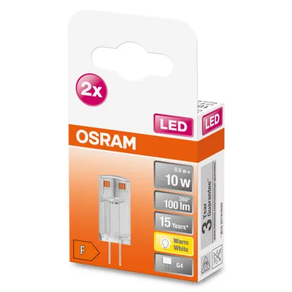 Osram ledlamp Pin warm wit G4 0,9W2 st. 2