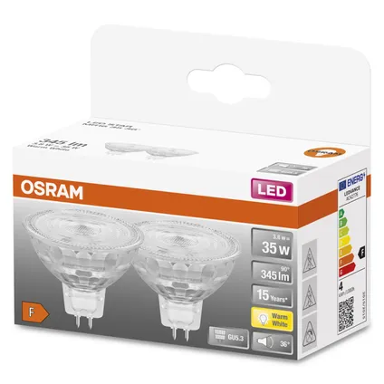 Osram ledreflectorlamp Star MR16 warm wit GU5.3 3,8W 2st. 3