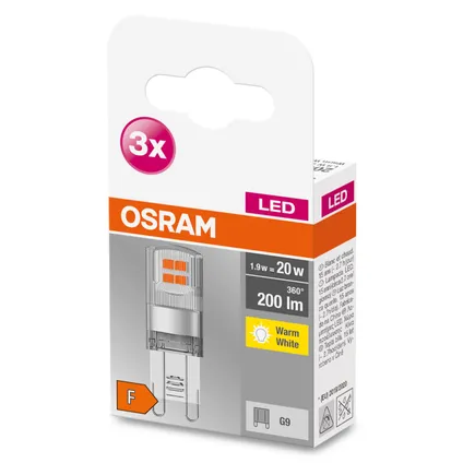 Ampoule LED Osram Base Pin blanc chaud G9 1,9W 3pcs.