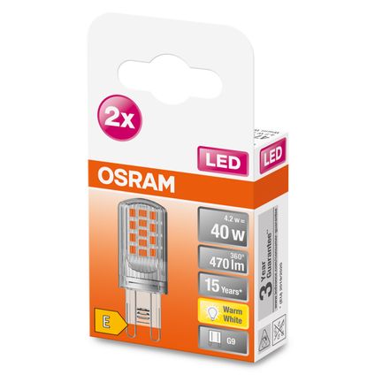 Ampoule LED Osram Pin blanc chaud G9 4,2W 2pcs.