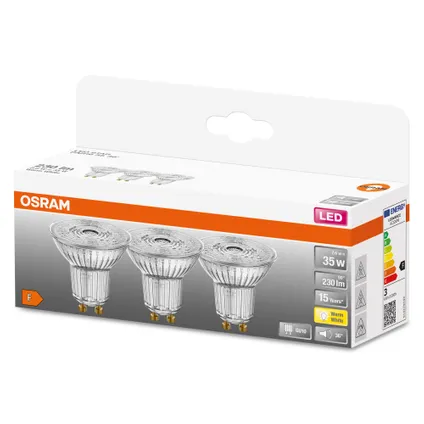 Ampoule LED à réflecteur Osram Star Par16 blanc chaud GU10 2,6W 3pcs.