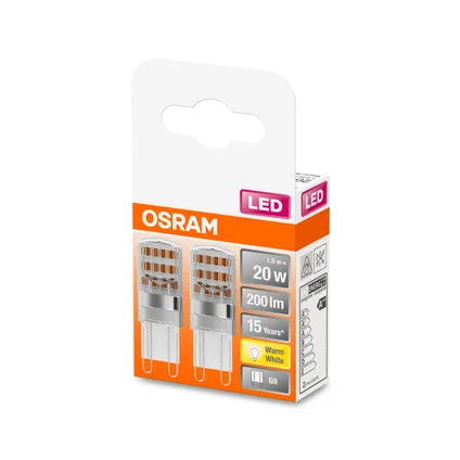 Osram ledlamp Pin warm wit G9 1,9W 2st. 2