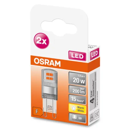 Osram ledlamp Pin warm wit G9 1,9W 2st. 3