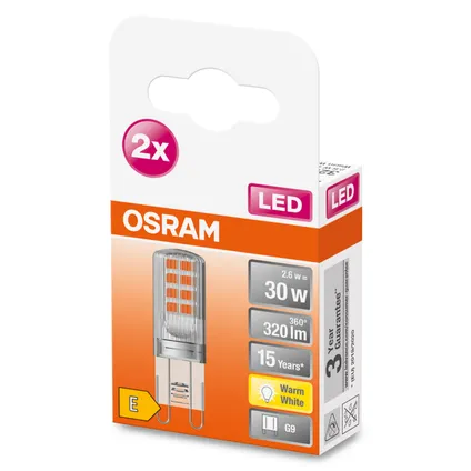 Osram ledlamp Pin warm wit G9 2,6W 2st.