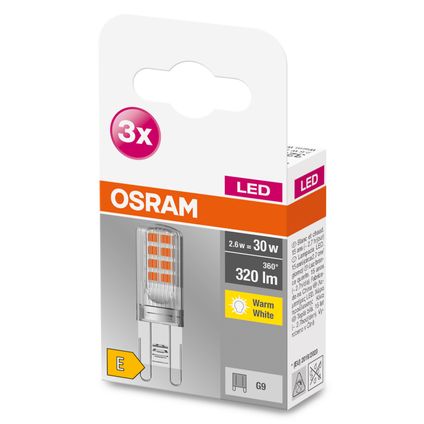Osram ledlamp Base Pin warm wit G9 2,6W 3st.
