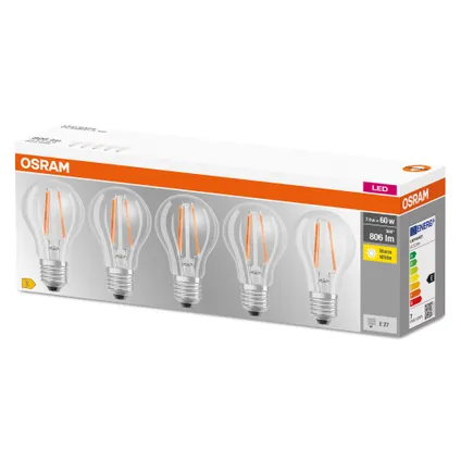 Ampoule LED filament Osram Base Classic A blanc chaud E27 6W 5pcs.