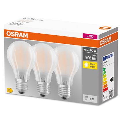 Osram ledlamp Base Classic A warm wit E27 7W 3st.