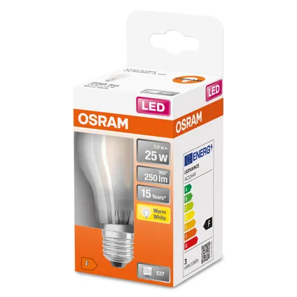 Ampoule LED Osram Retrofit Classic A blanc chaud E27 2,5W 4