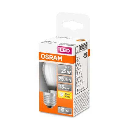 Ampoule LED Osram Retrofit Classic P blanc chaud E27 2,5W 2