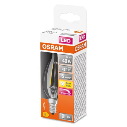 Osram ledlamp Retrofit Classic BA dimbaar warm wit E14 4W 4