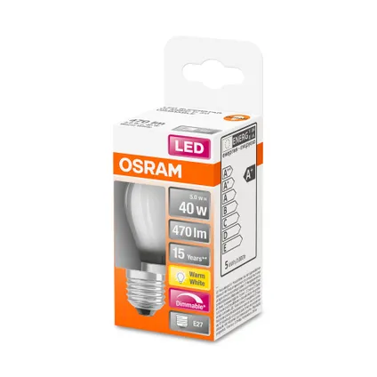 Ampoule LED Osram Retrofit Classic P gradable blanc chaud E27 4,8W 2