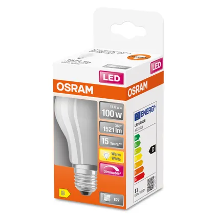 Ampoule LED Osram Retrofit Classic A gradable blanc chaud E27 11W 5