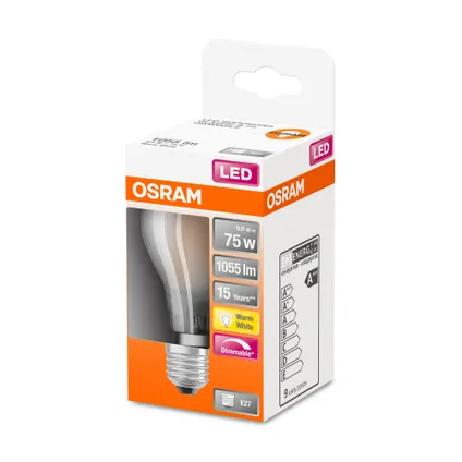 Ampoule LED Osram Retrofit Classic A gradable blanc chaud E27 7,5W 2