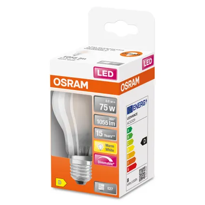Ampoule LED Osram Retrofit Classic A gradable blanc chaud E27 7,5W 5