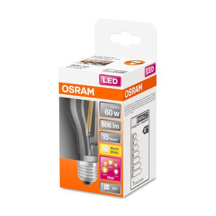 Ampoule LED Osram Classic B gradable sur 3 niveaux blanc chaud E27 6,5W