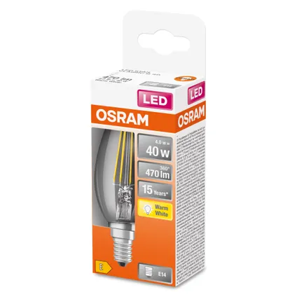 Ampoule LED filament Osram Retrofit Classic B blanc chaud E14 4W 2