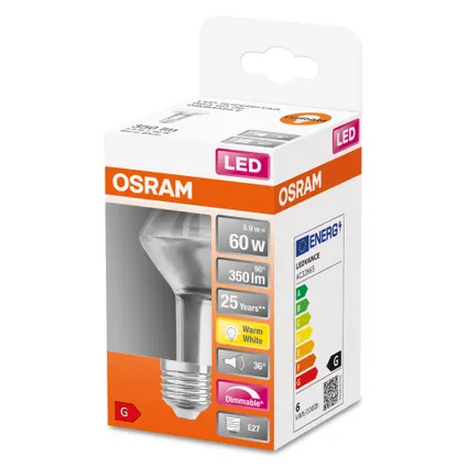 Osram ledreflectorlamp Superstar R63 dimbaar warm wit E27 5,9W 2