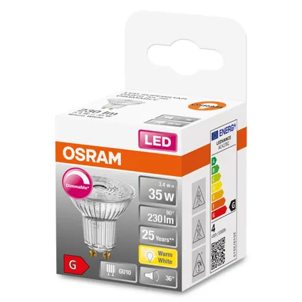Ampoule LED à réflecteur Osram Superstar PAR16 fonction de gradation blanc chaud GU10 3,4W 3