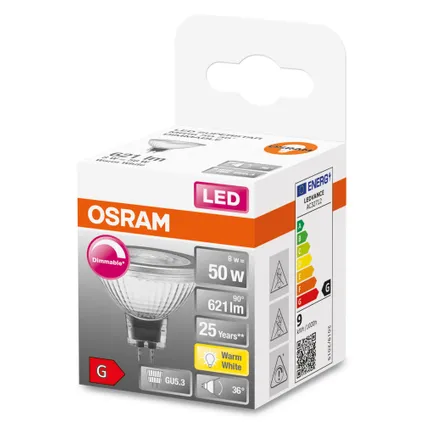 Osram ledreflectorlamp Superstar MR16 dimbaar warm wit GU5.3 8W 2