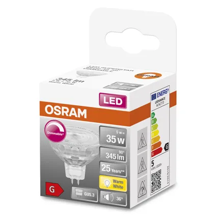 Ampoule LED à réflecteur Osram Superstar PAR16 fonction de gradation blanc chaud GU5.3 4,9W 3