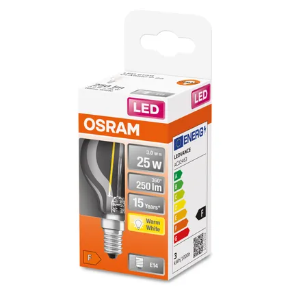 Ampoule LED filament Osram Retrofit Classic P blanc chaud E14 2,5W 4