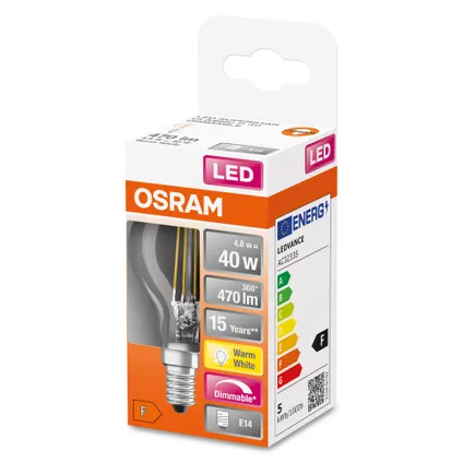 Osram ledfilamentlamp Retrofit Classic P dimbaar warm wit E14 4,8W 3