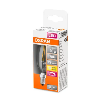 Osram ledfilamentlamp Retrofit Classic B dimbaar warm wit E14 4,8W 2