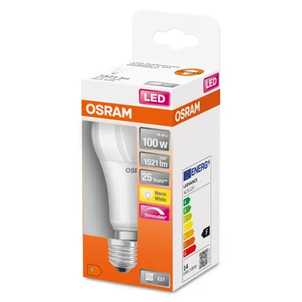Ampoule LED Osram Super Classic A gradable blanc chaud E27 14W 3