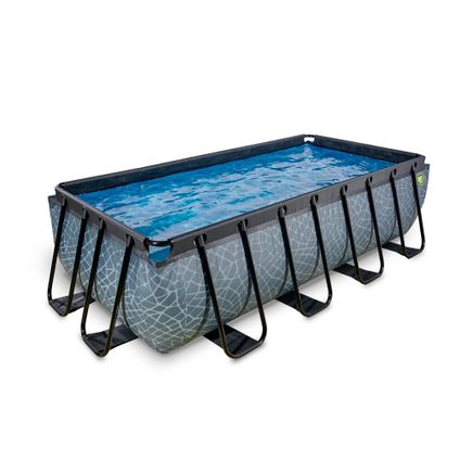EXIT Stone zwembad +filterpomp grijs 400x200x100cm