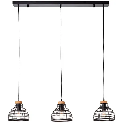 Brilliant hanglamp Avia zwart/hout 3xE27 40W 2