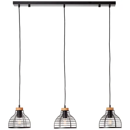 Brilliant hanglamp Avia zwart/hout 3xE27 40W 10