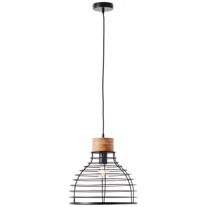 Brilliant hanglamp Avia zwart hout ⌀35cm E27 60W