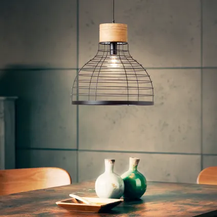 Brilliant hanglamp Avia zwart hout ⌀47cm E27 2